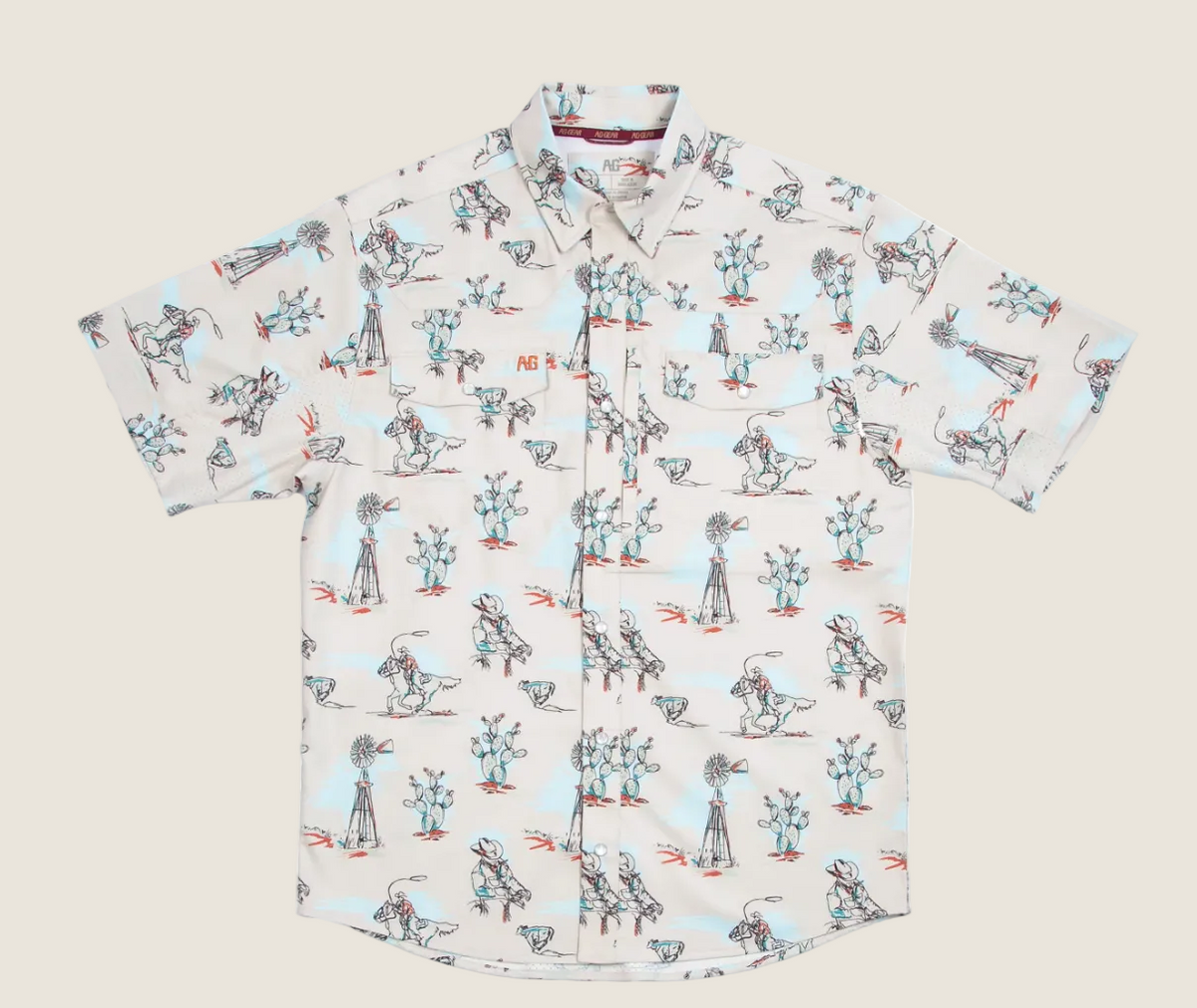 AG-Gear Men's Stockyard Short Sleeve Button Down Shirt -Sonora Khaki