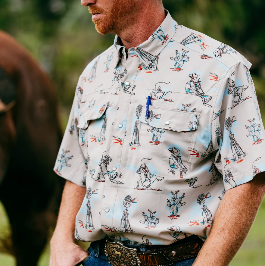 AG-Gear Men's Stockyard Short Sleeve Button Down Shirt -Sonora Khaki