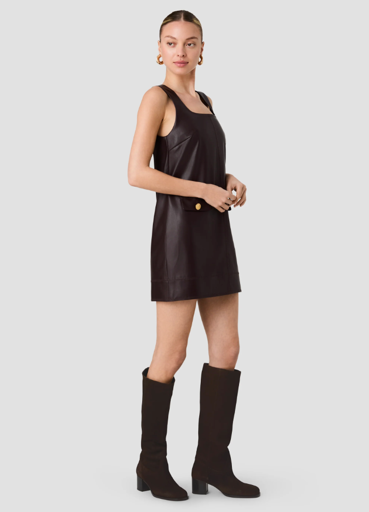 French Connection Madeline Faux Leather Shift Mini Dress