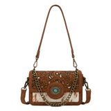 Trinity Ranch Cowhide Floral Cutout Crossbody Purse
