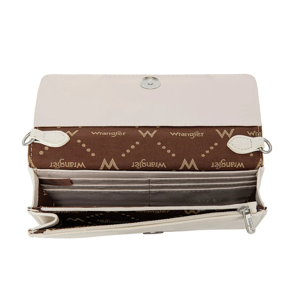 Wrangler Dual Strap Bandana Ruched Flap Crossbody Wallet Bag