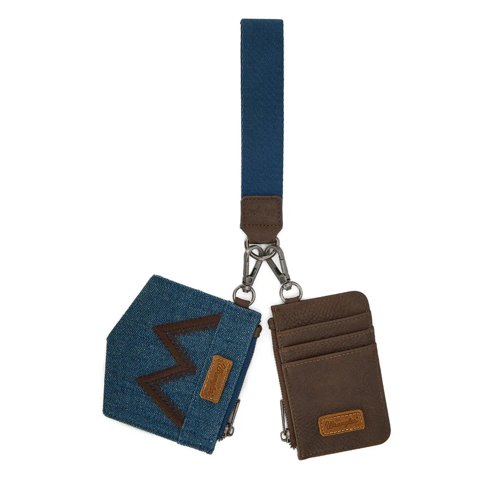 Wrangler Embroidered Dual Pouch Wristlet