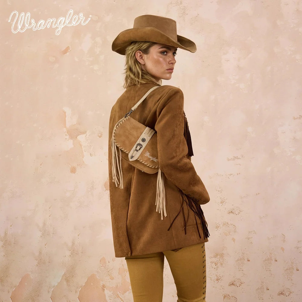 Wrangler Braided Tassel Saddle Crossbody Bag