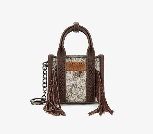 Wrangler Cowhide Mini Fringe Tote / Keychain Bag