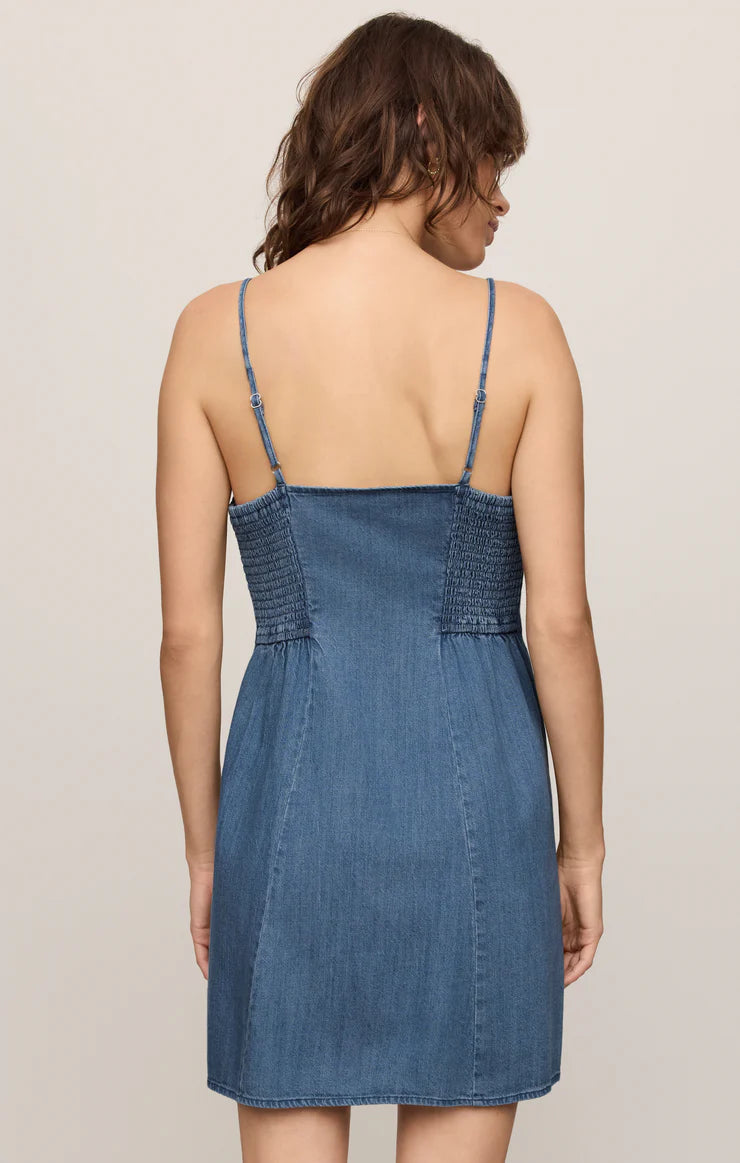 Z Supply Angel Eyes Denim Mini Dress Medium Indigo