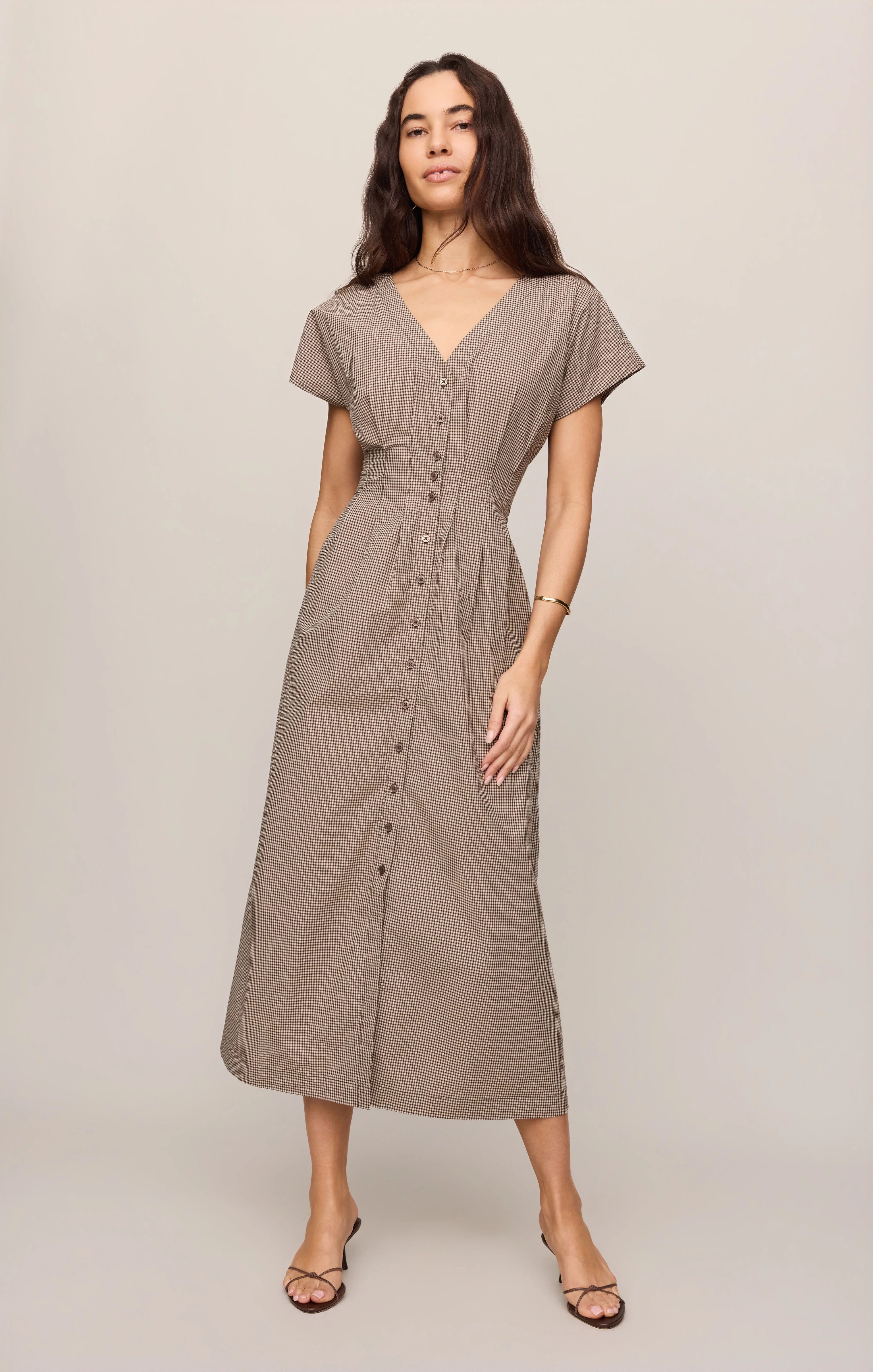 Z supply Sanna Gingham Maxi Dress Dark Chocolate