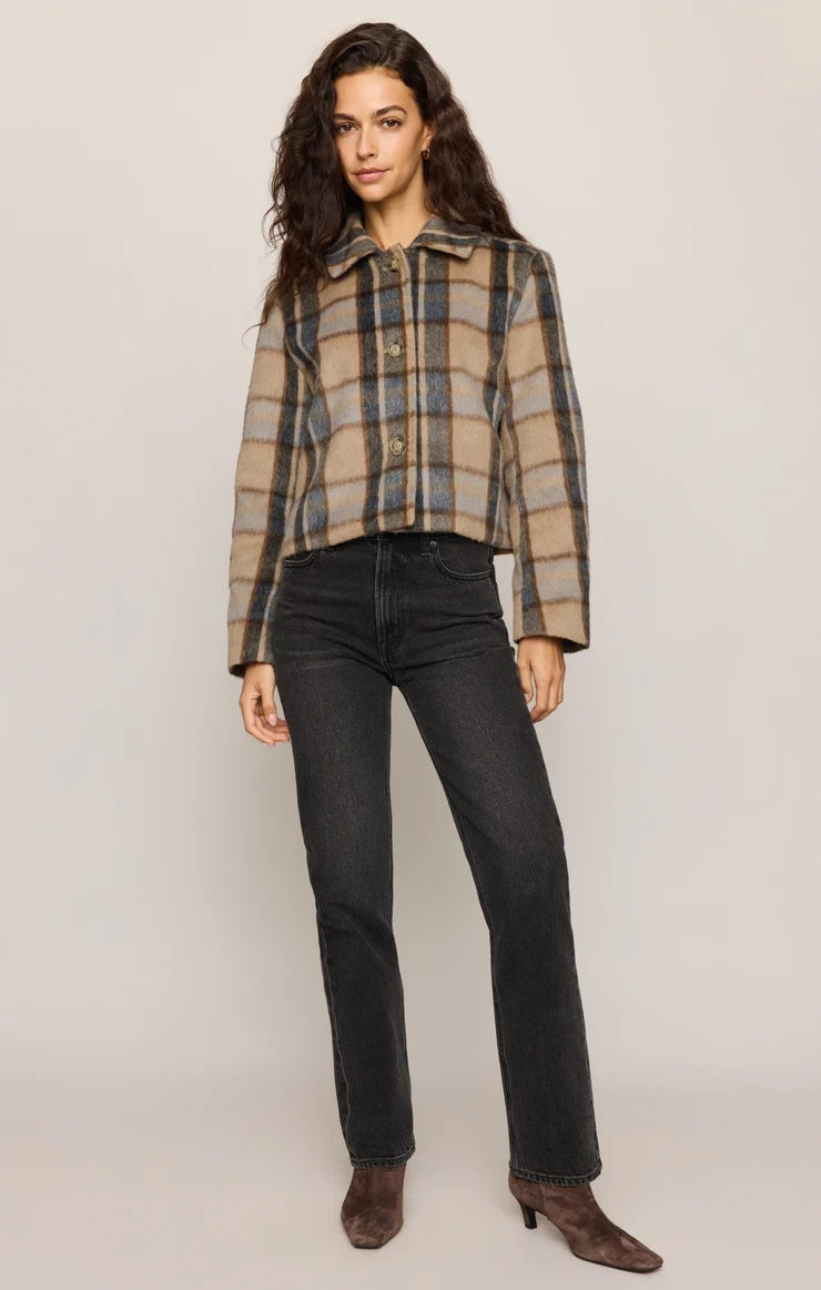 Z Supply Petra Plaid Shrunken Jacket Light Toffee