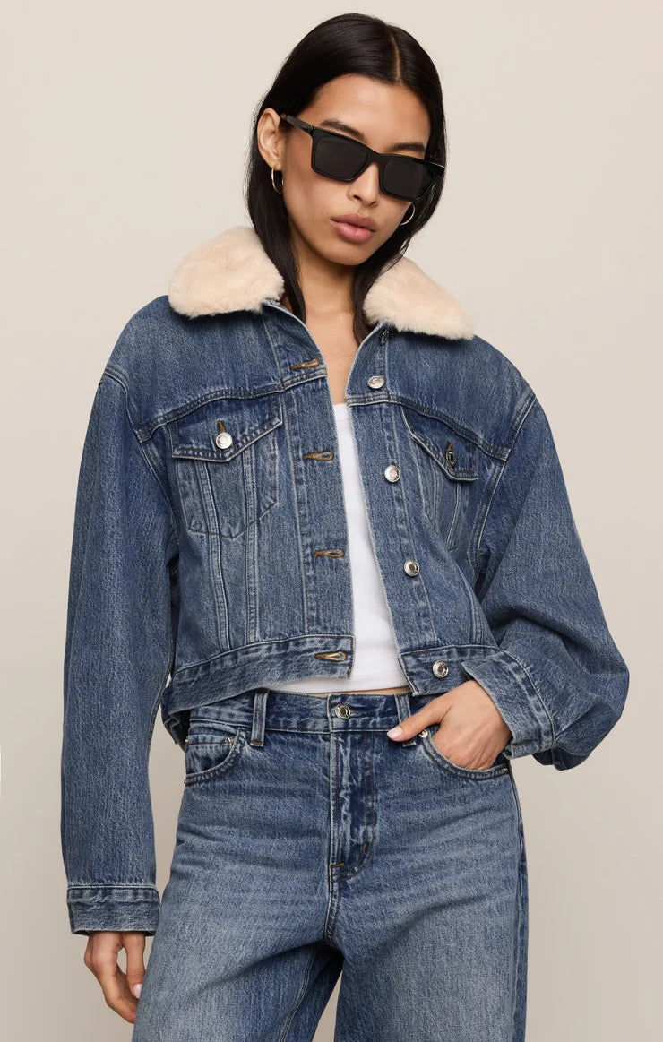 Z Supply The Daily Denim Fur Jacket Hush