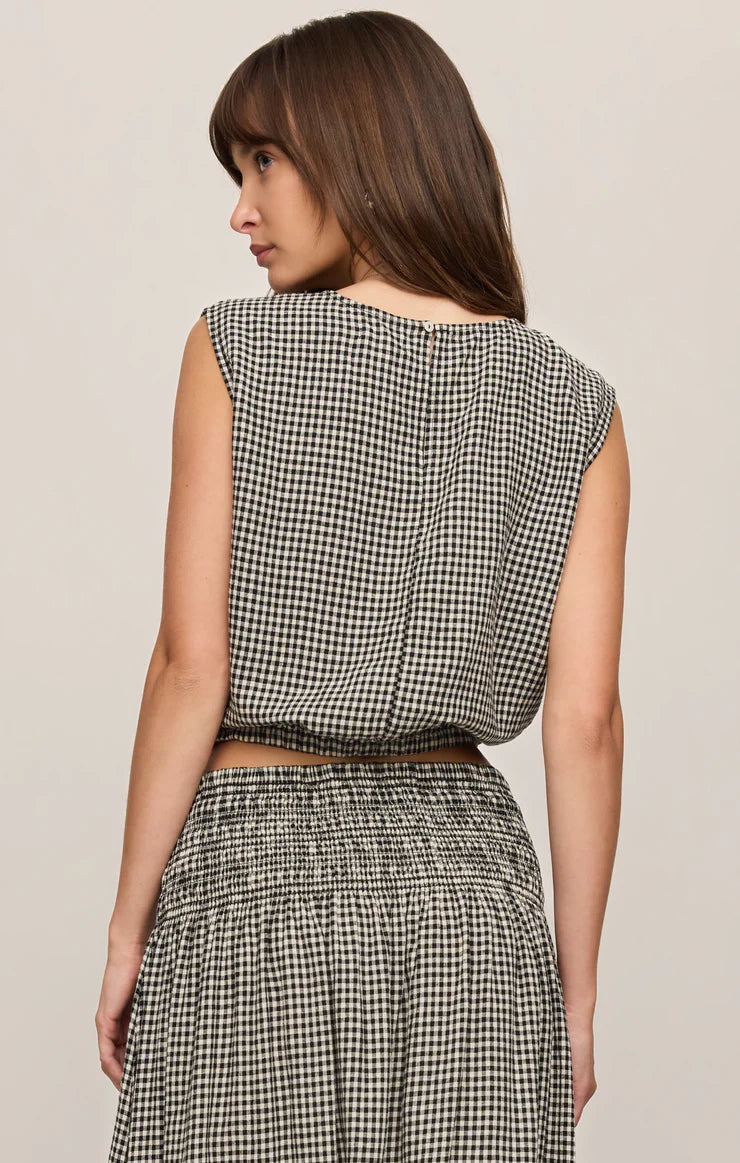 Z Supply Merit Cropped Gingham Linen Shirt