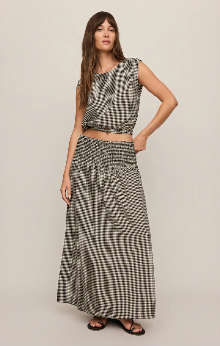 Z Supply Merit Cropped Gingham Linen Shirt