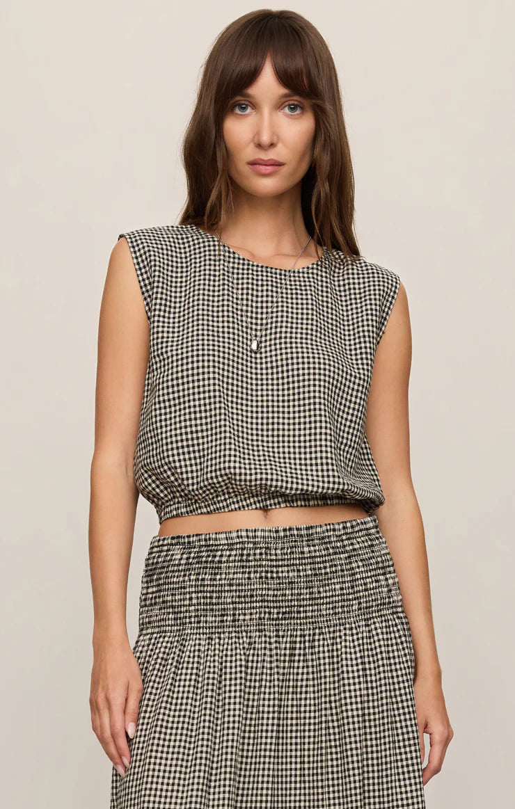 Z Supply Merit Cropped Gingham Linen Shirt