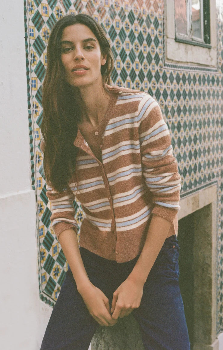Z Supply Medina Stripe Cardigan Golden Caramel