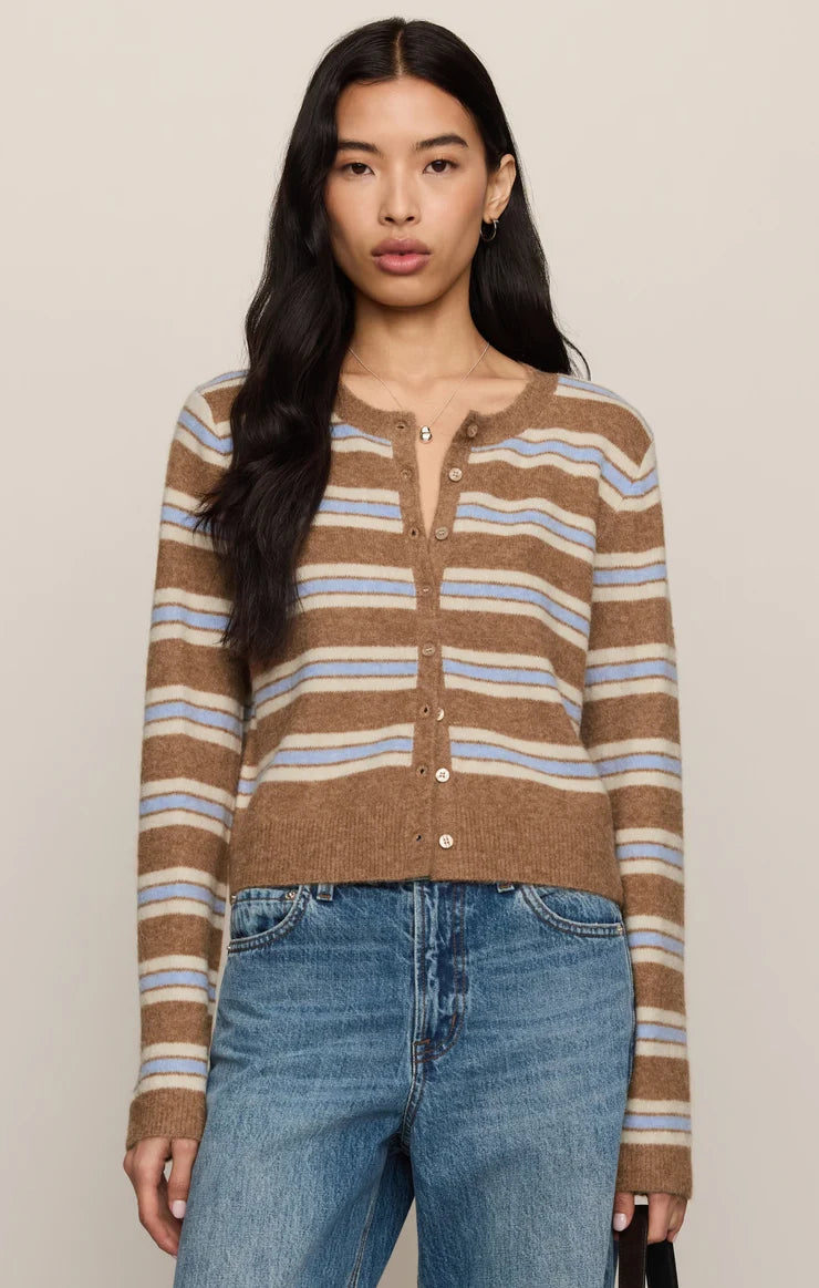 Z Supply Medina Stripe Cardigan Golden Caramel