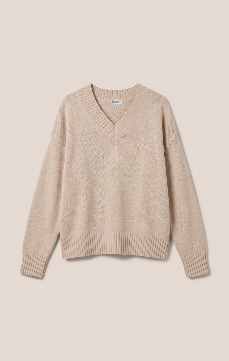 Z Supply Cloud Spun V-neck Sweater Frosted Pearl