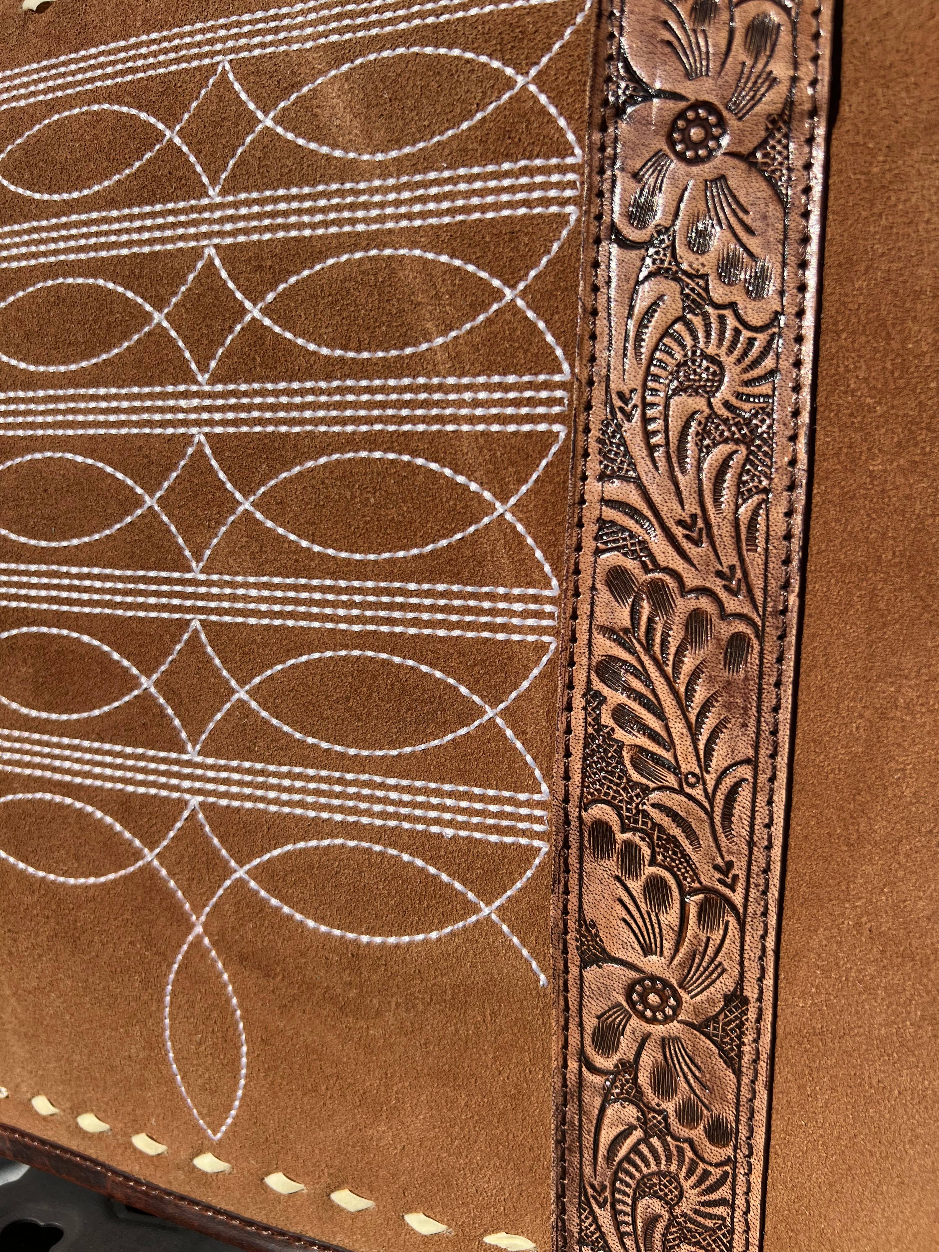 Westrian International Western Boot Stitch Tooled Leather Laptop Bag