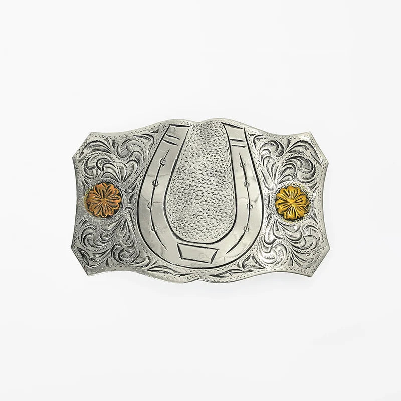 American Darling German Silver Horseshoe Western Belt Buckle