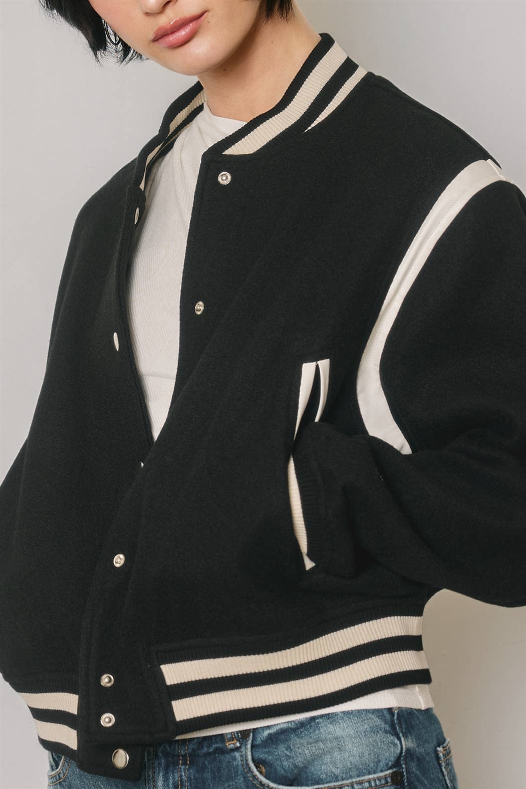 Shrunken Varsity Bomber Jacket