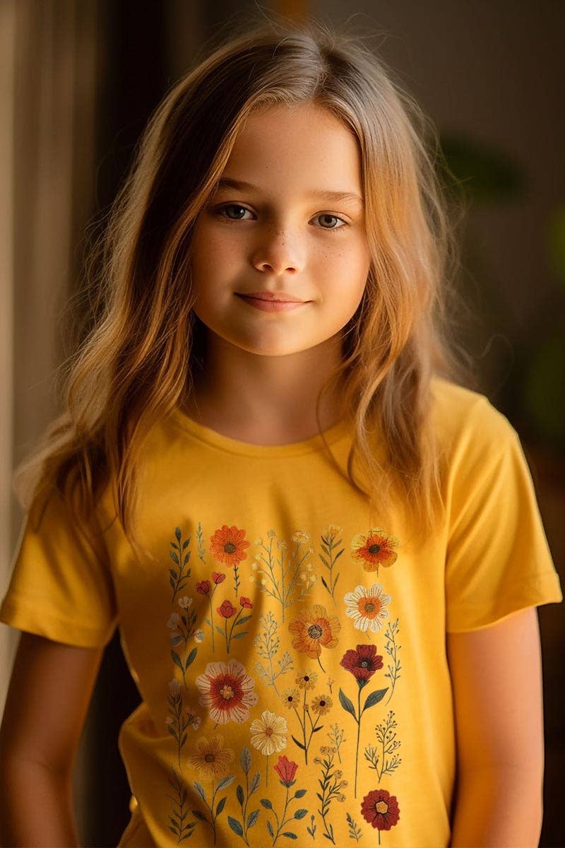 Colorbear Retro Pressed Wildflowers Kids Graphic Tee