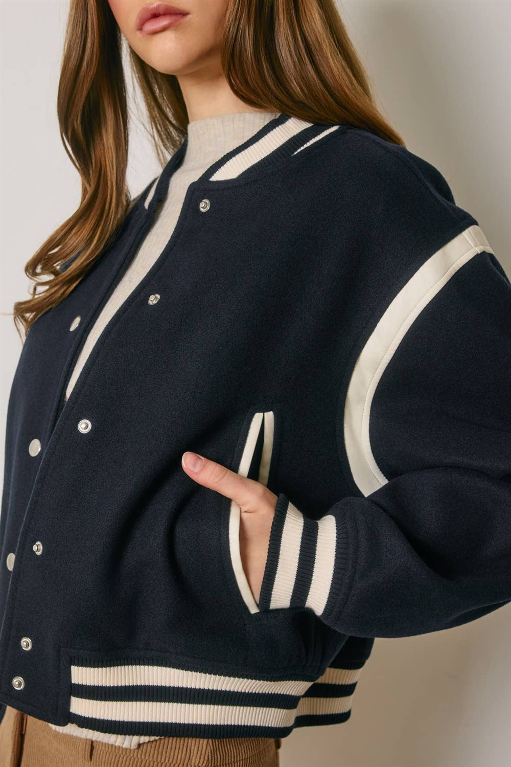 Shrunken Varsity Bomber Jacket
