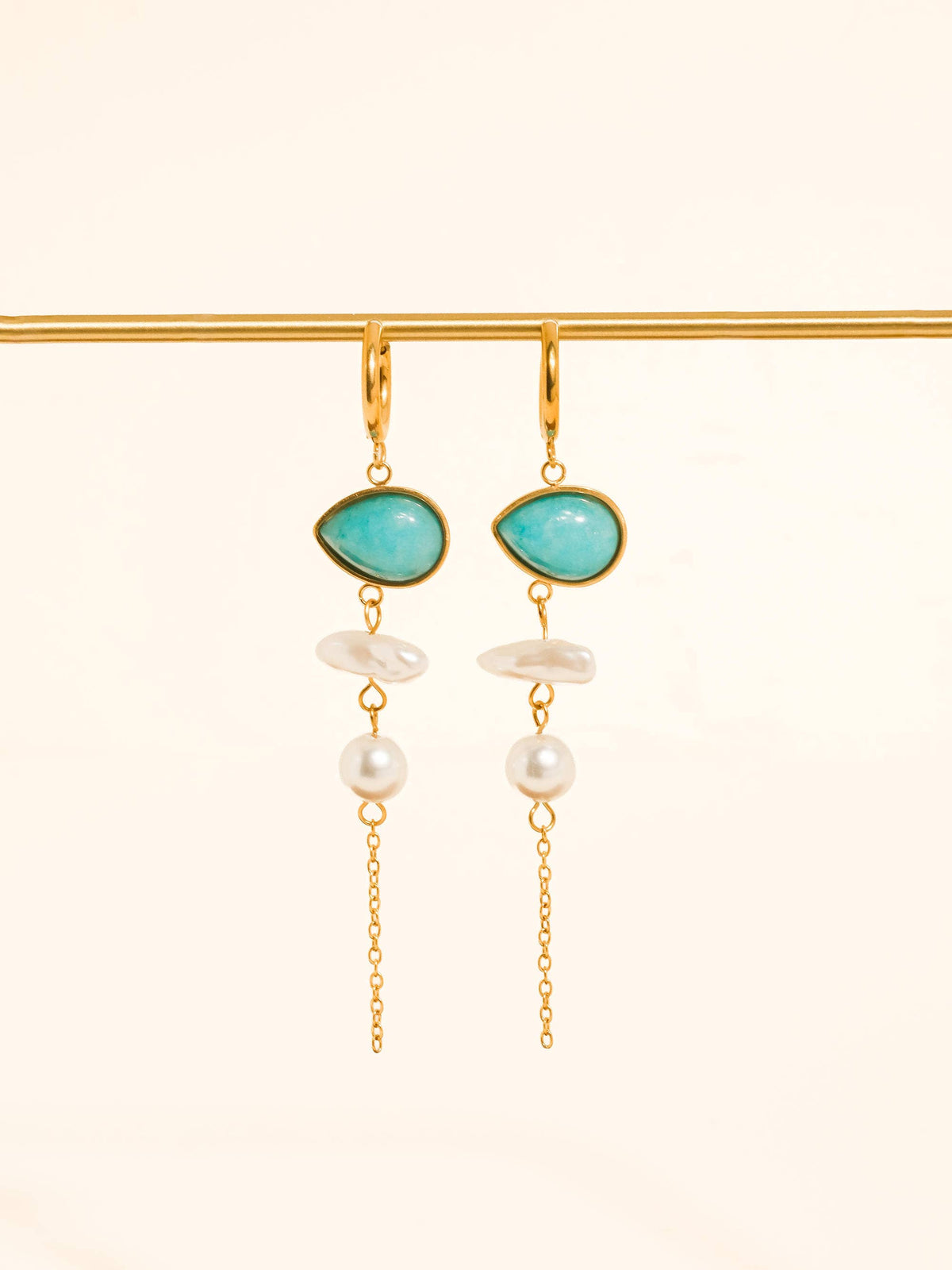 Flanerie Libertine 18K Gold Natural Stone Pearl Drop Earrings