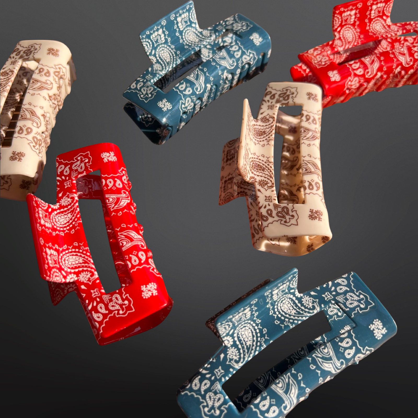 Westrian International Western Paisley Bandana Print Claw Clip