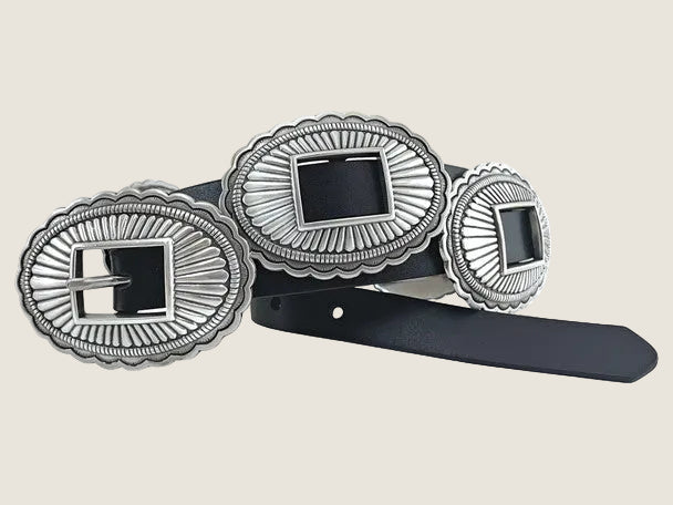Roper Women's Western Black Leather Concho Belt