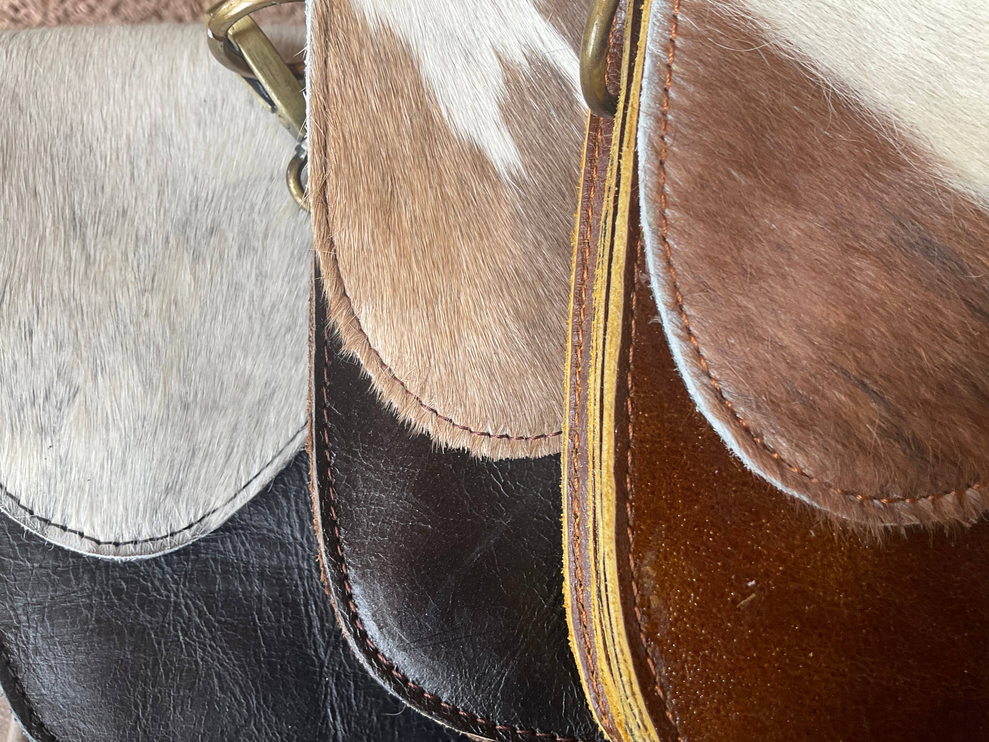 Westrian International English Saddle Equestrian Hair On Cowhide Crossbody Purse