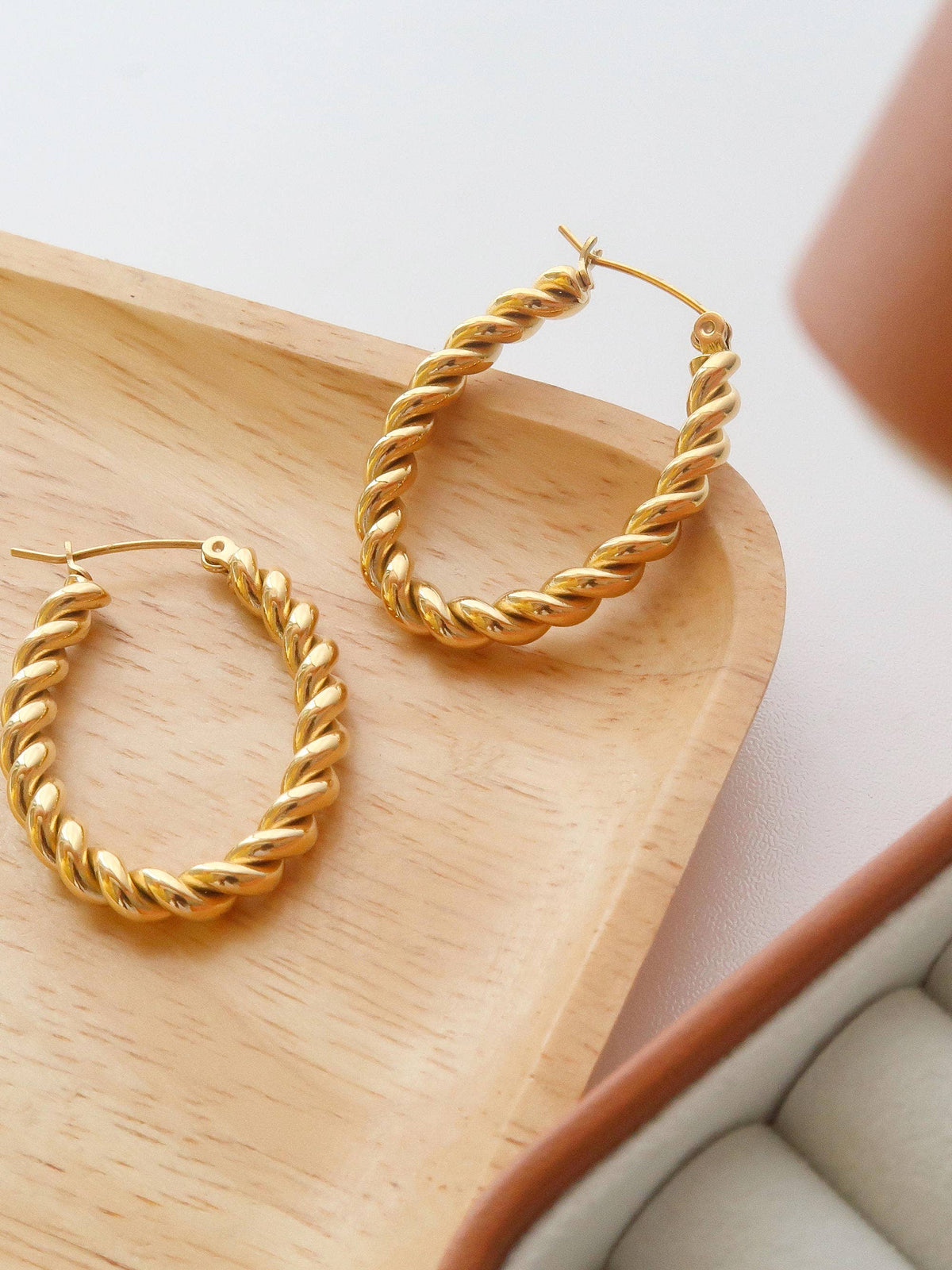 Flanerie Brook Gold Non-Tarnish Braided Hoop Earring