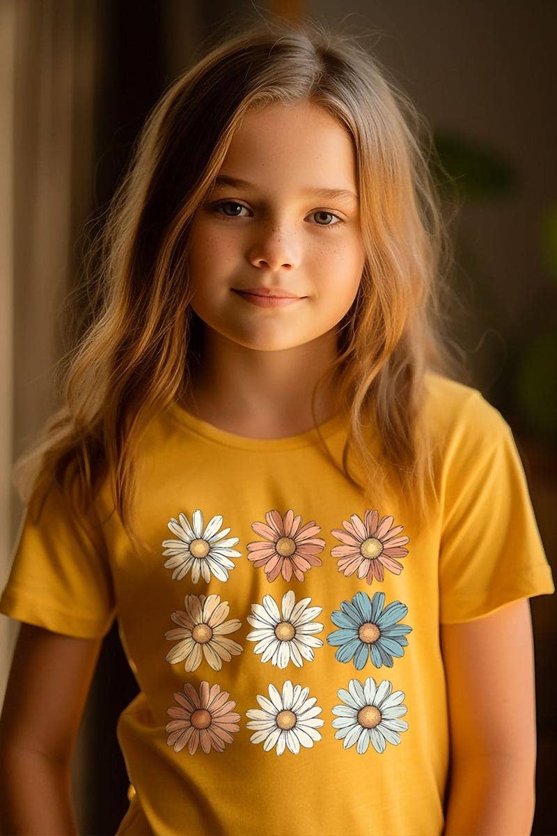 ColorBear Retro Daisy Flower Kids Graphic Tee