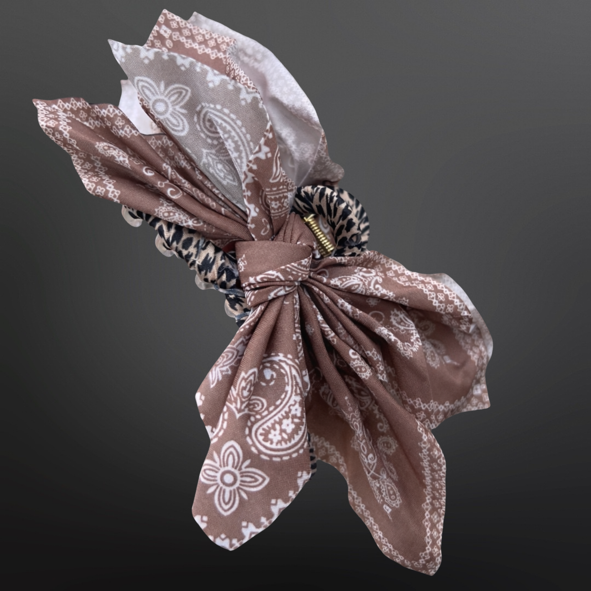 Westrian International Western Paisley Claw Clip Hair Bow Bandana Print