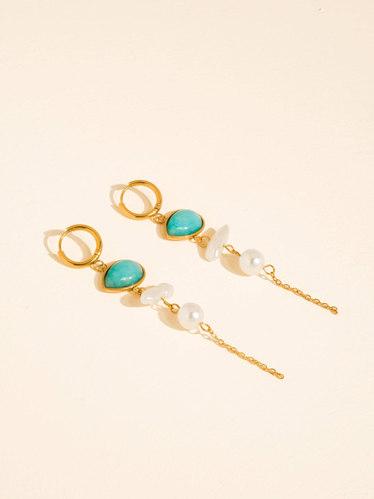 Flanerie Libertine 18K Gold Natural Stone Pearl Drop Earrings