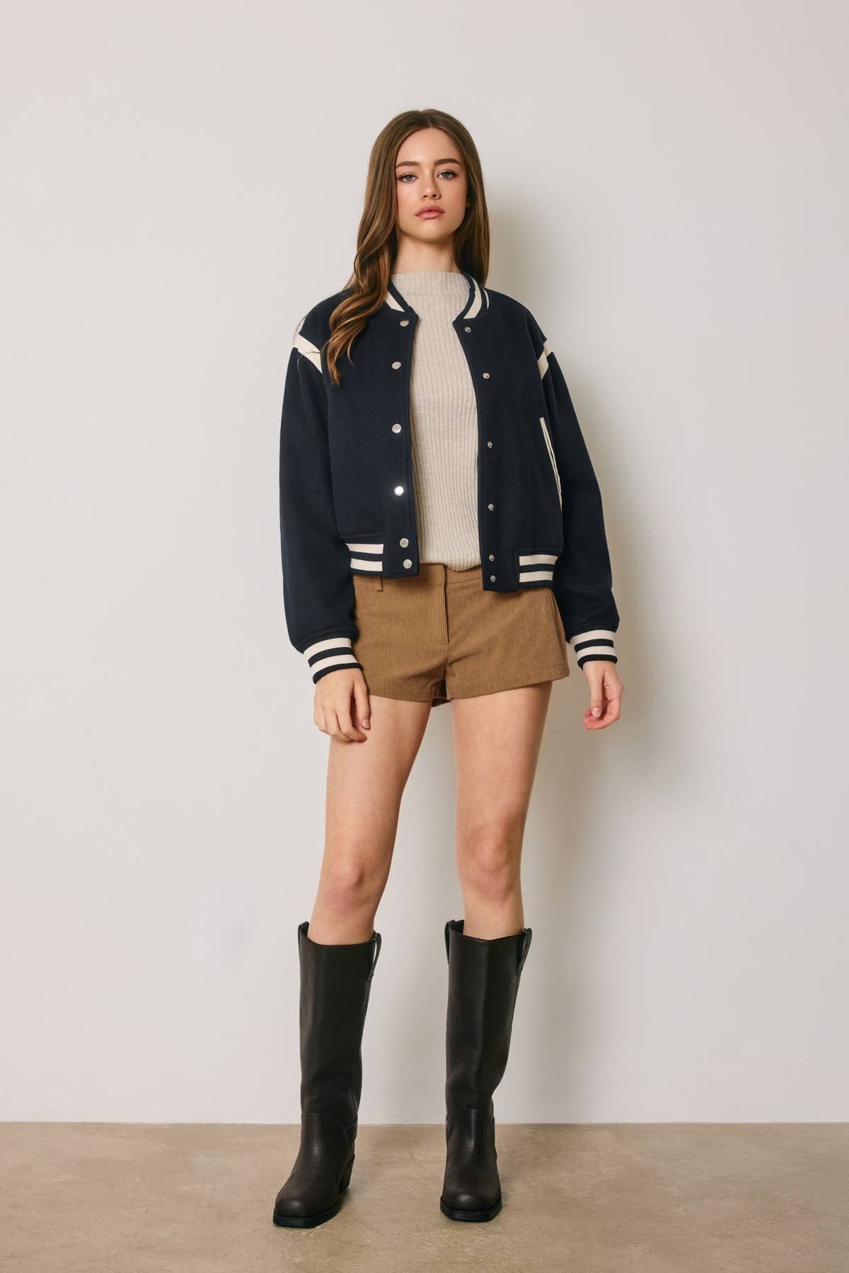 Shrunken Varsity Bomber Jacket