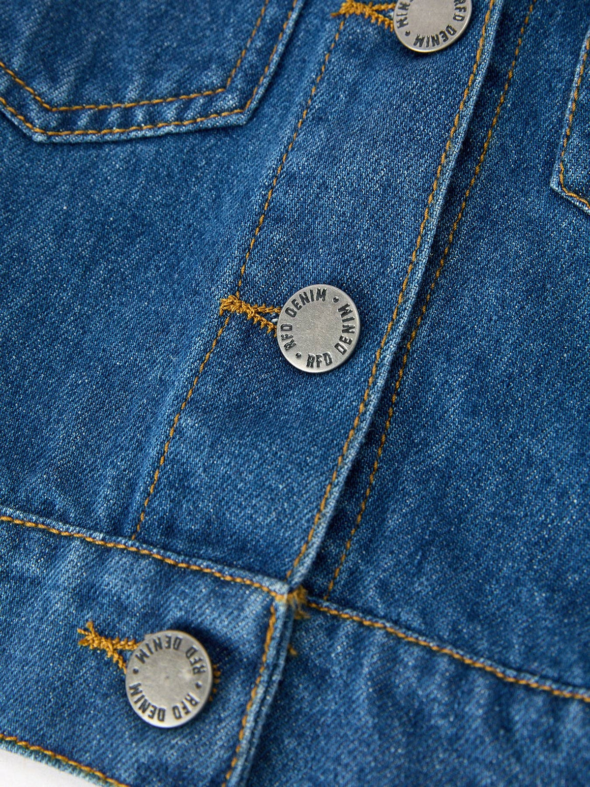 Girls Denim Bow Sleeve Button-Front Jacket