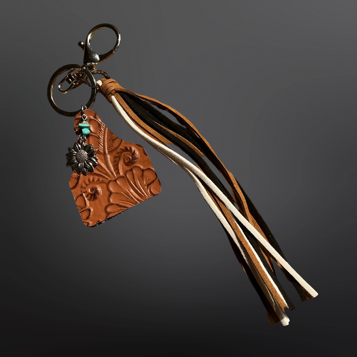 Westrian International Cow Tag Tassel Vegan Leather Keychain