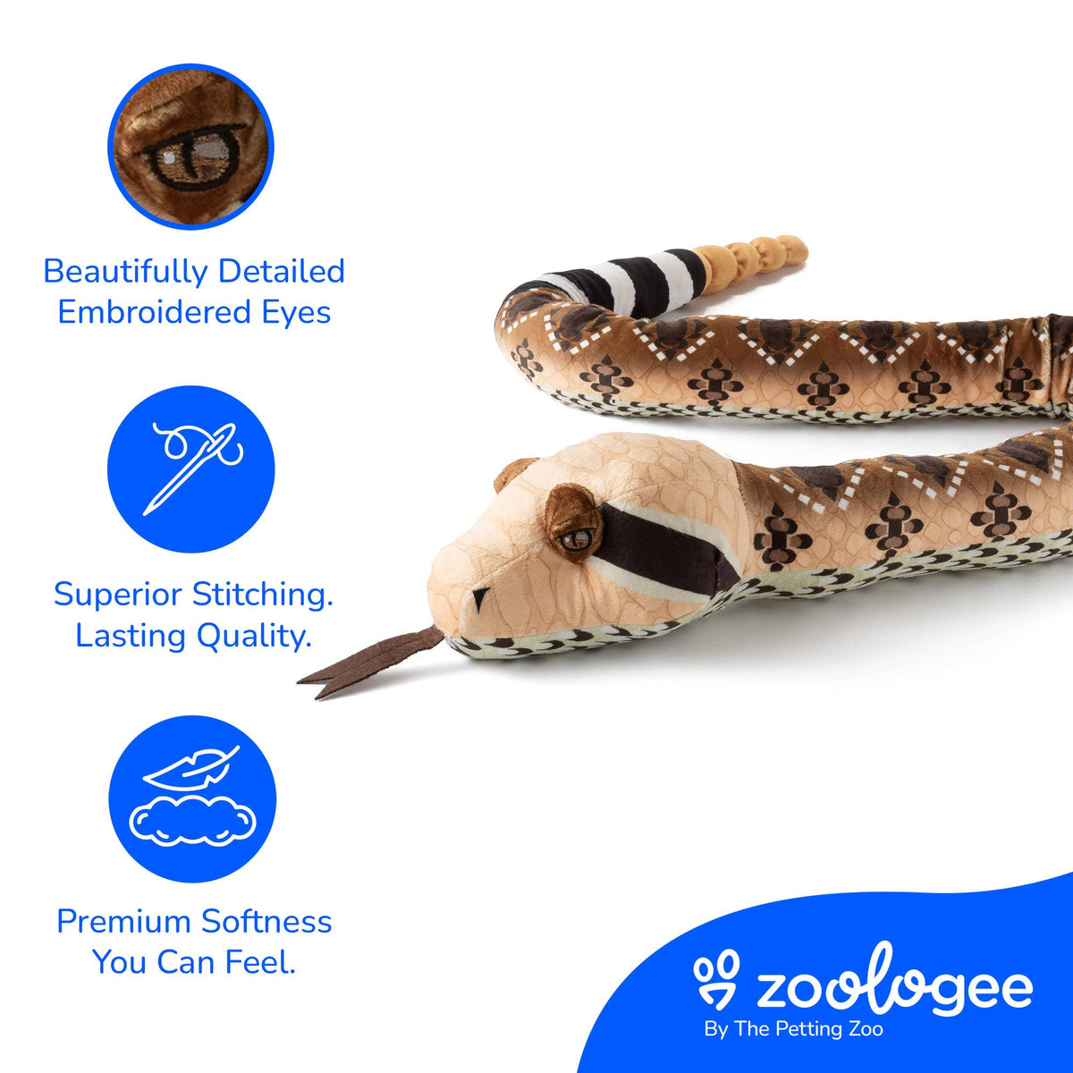 Zoologee Earth Keeperz Western Diamondback Snake 54" (137cm) Recycled Plush