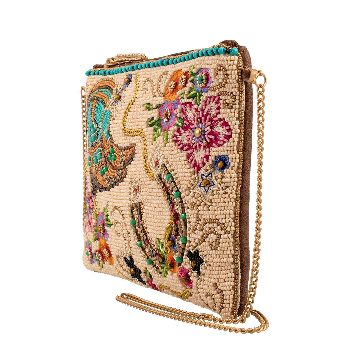 Mary Frances On The Range Western Boots and Horseshoe Ivory Beaded Mini Purse