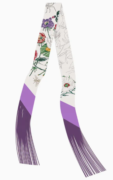 Gemelli Purple Floral Fringe Twilly