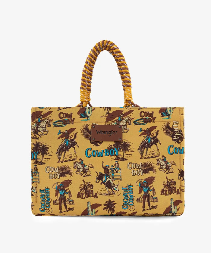 Wrangler Cowboy Print Tote Bag Yellow