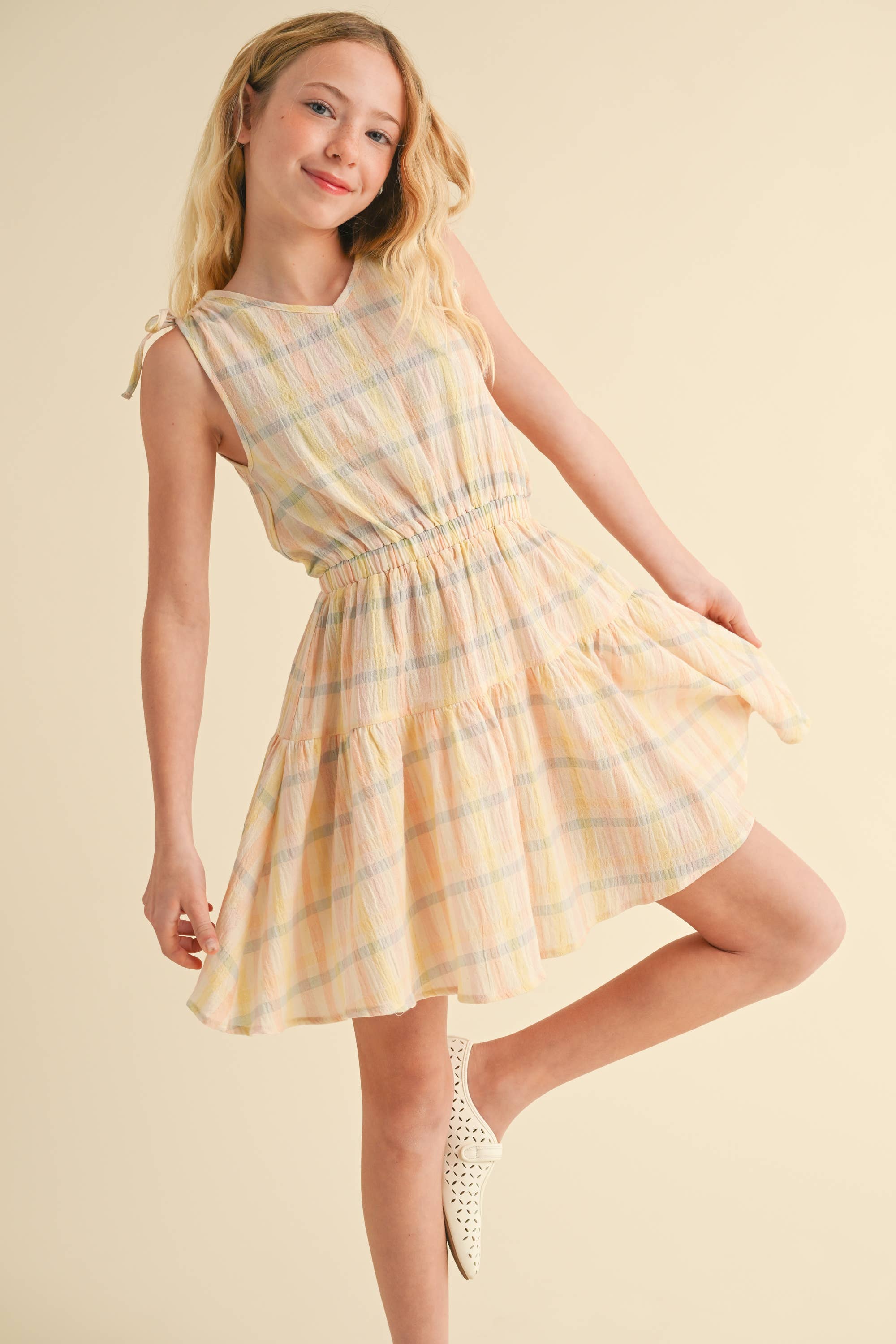 Heart and Arrow Girls Ruched Shoulder Sundress