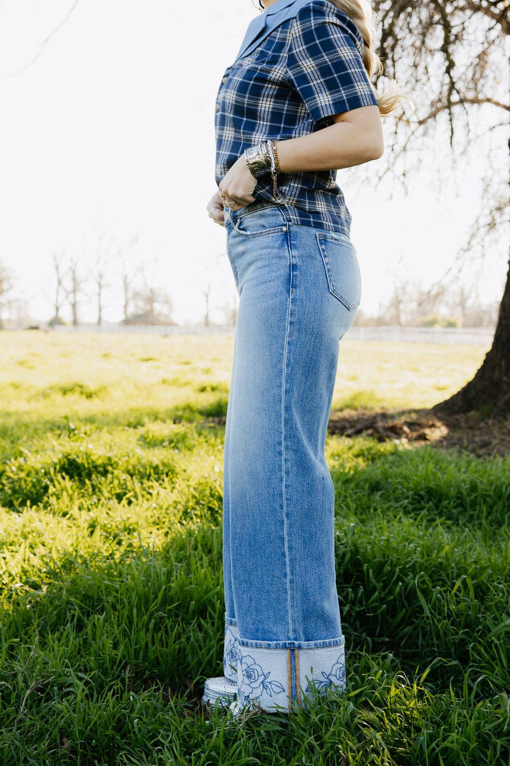 Rodeo Quincy Rowdy Rose Cuff Jeans