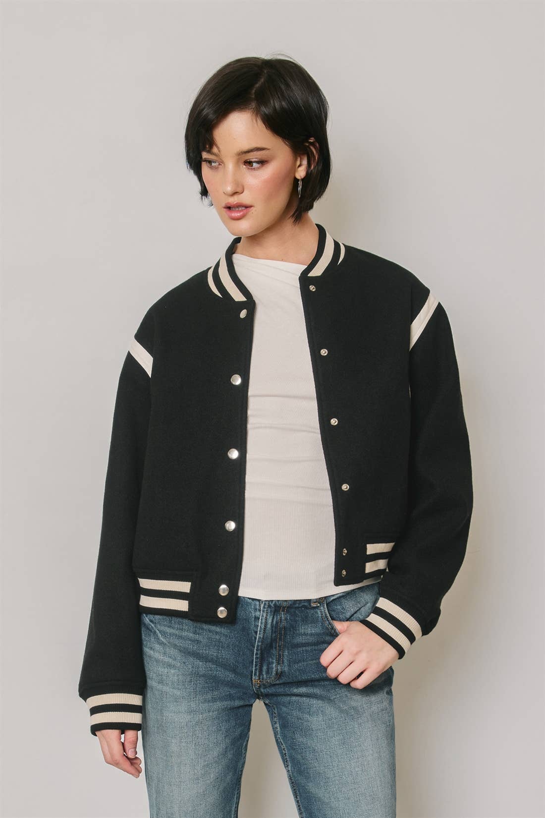 Shrunken Varsity Bomber Jacket