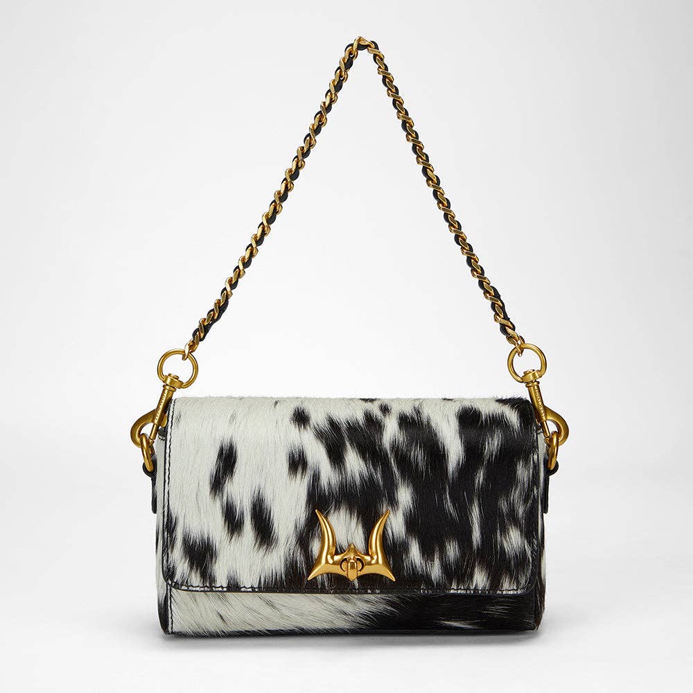 Myra Loyal West Savi Mini Bag In Black & White Cowhide