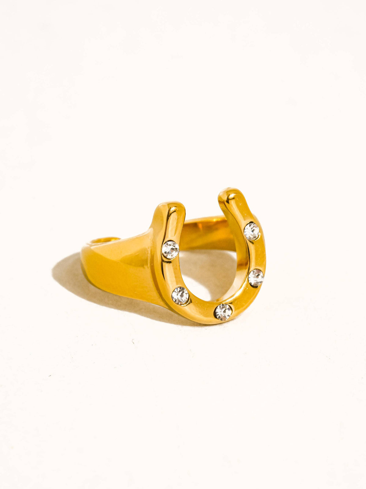 Flanerie 18K Gold Non-Tarnish CZ Horseshoe Ring