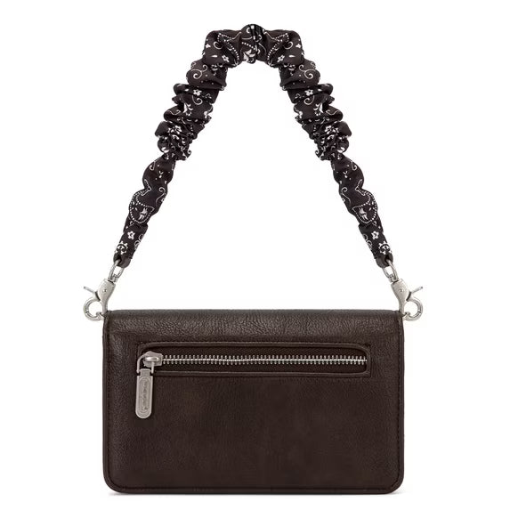 Wrangler Dual Strap Bandana Ruched Flap Crossbody Wallet Bag