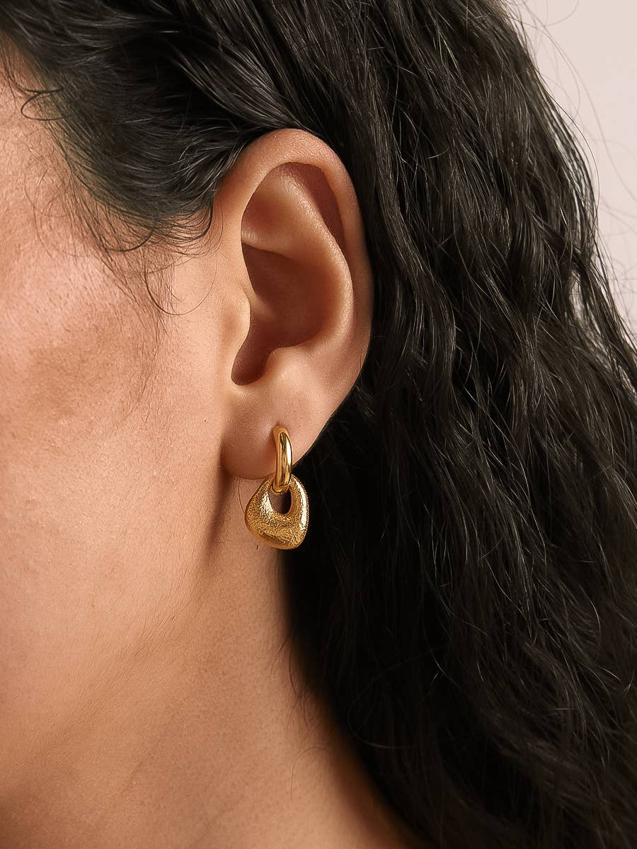 Flanerie Amoret 18K Gold Non-Tarnish Modern Textured Earrings