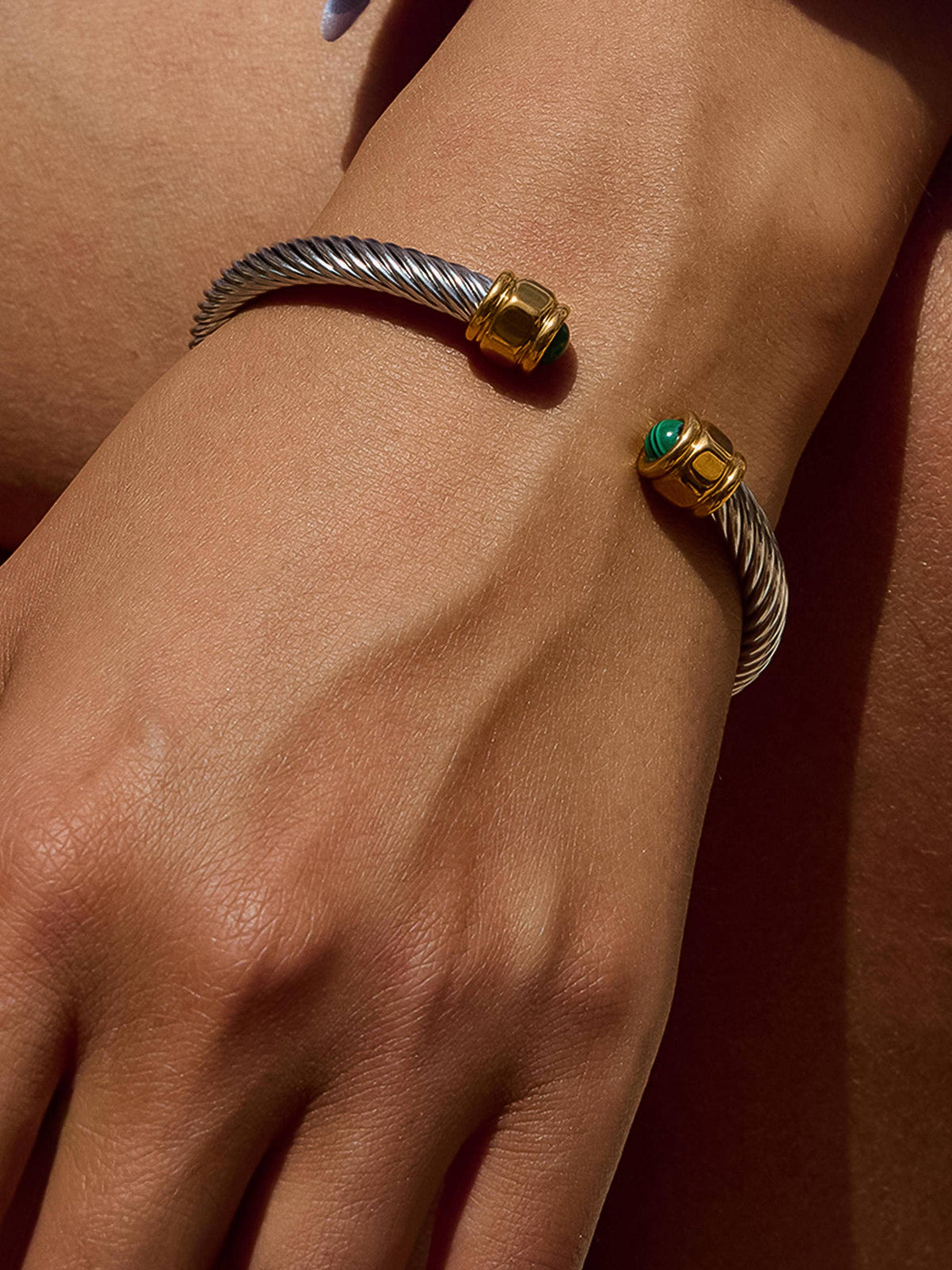 Flanerie Vail 18K Gold Non-Tarnish Stone Braided Bangle