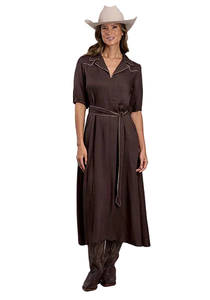 Women's Stetson Brown Rayon Crepe Long Dress