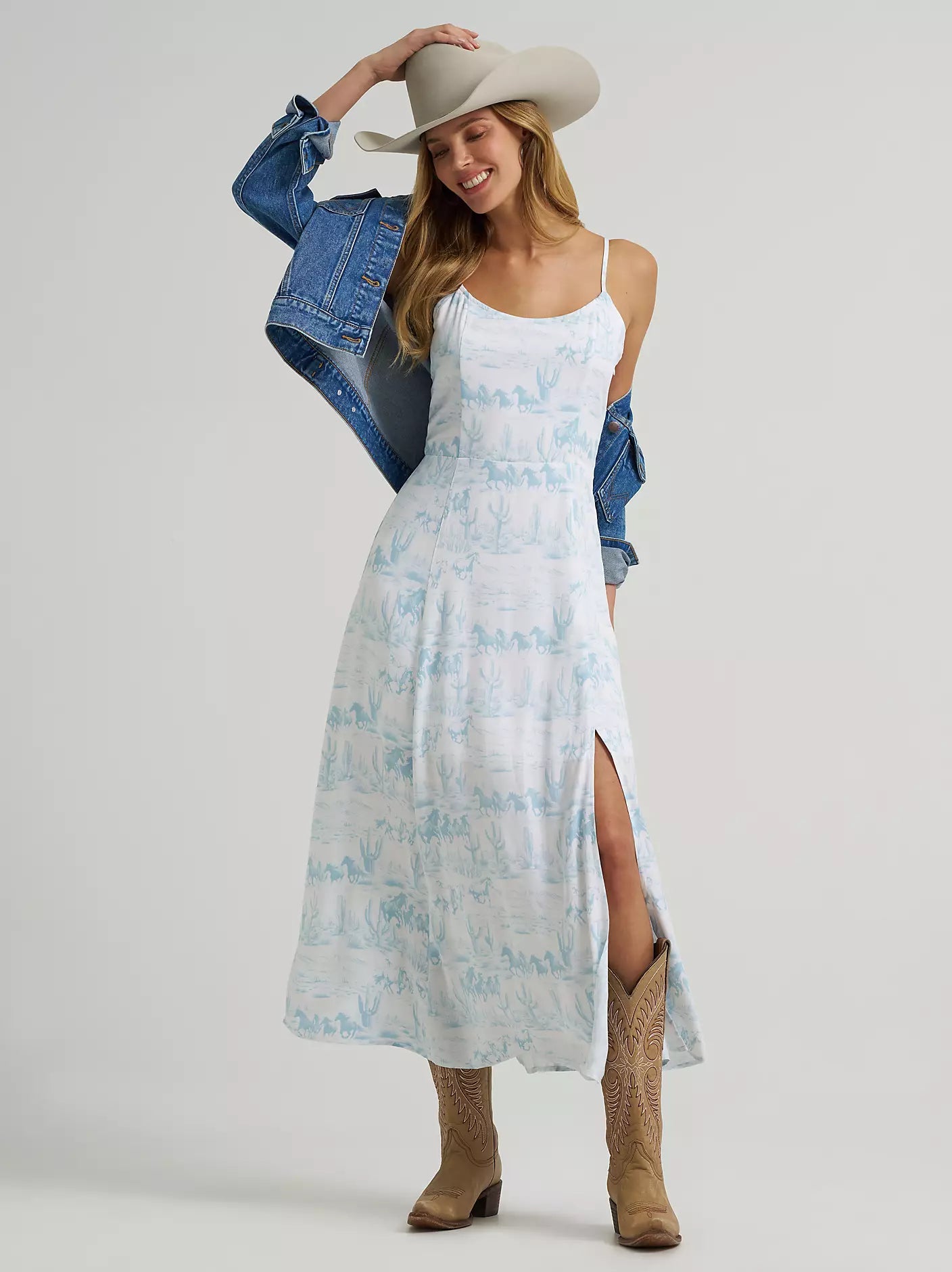 Wrangler Retro Women's Horse Print Front Slim Maxi Dress