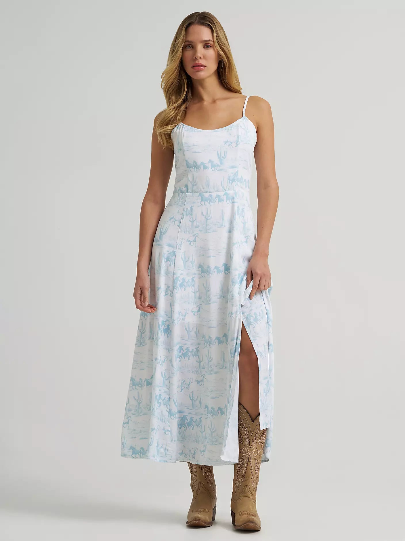 Wrangler Retro Women's Horse Print Front Slim Maxi Dress
