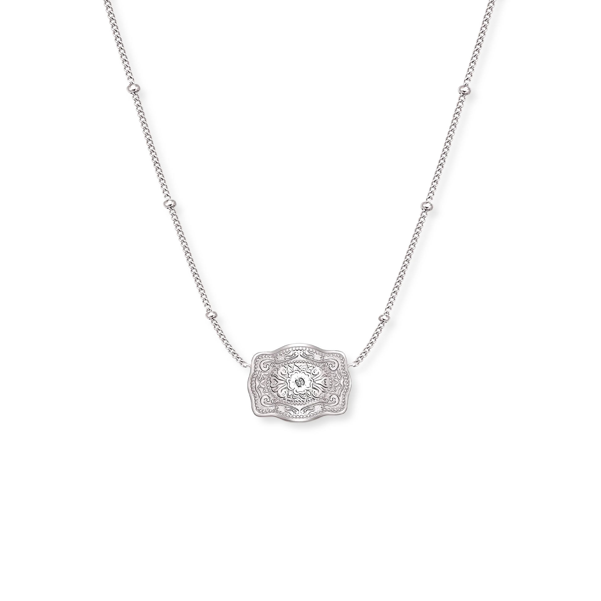 SpurWest Ultra Mini Belt Buckle Necklace (Amelia Rose) Silver